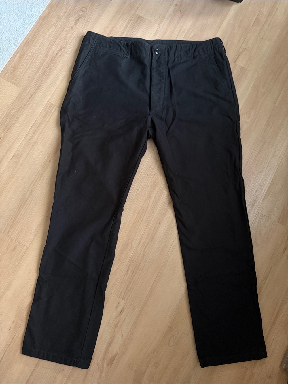 Buck Mason Ford Standard Officer Pant Men's Black Pants - Straight Fit Size 38